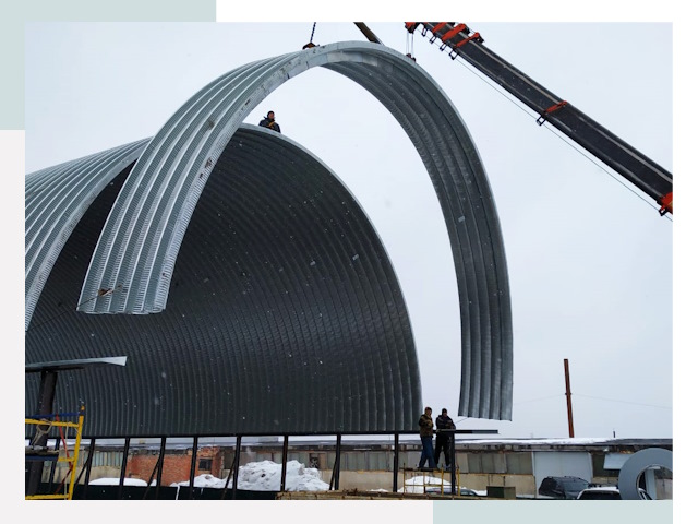 Полукруглые ангары в Химках